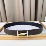 1:1  Hermes Chocolate& Black Leather Belt   with Silver&Gold "H" buckle Montaged 3.8cm